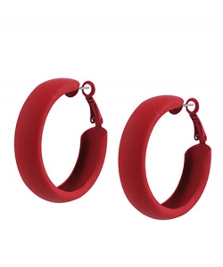 Trendy Round Matt Colorful Cuff Hoop Earrings EH700084 RED